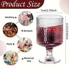 8PCS/Set Vintage Wine Drinking Goblet Glasses Romantic Water Goblets Glassware Set Hobnail Goblet Glasses Cocktail Glass Set