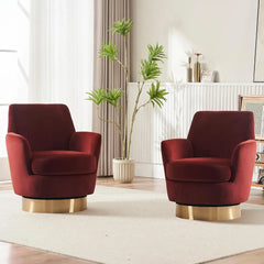 Bucket Chair, Swivel Bucket Chair Set of 2, Modern Velvet Upholstered Round Swivel Armchair,360 Degree Single Sofa Chair