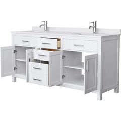 72 Inch Double Bathroom Vanity,  White Cultured Marble Countertop, Undermount Square Sinks, No Mirror,Bathroom Cabinets