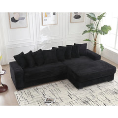 Large Right Facing Modular Combination Sofa, L-shaped Corduroy Soft Cushion Convertible Sofa