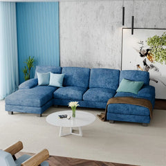 Convertible Sectional Sofa Couch, 4 Seat Sofa Set for Living Room U-Shaped Modern Fabric Modular Sofa Sleeper