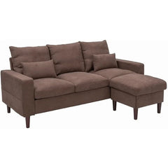 Convertible Sectional Sofa Couch with Reversible Chaise, L-Shaped Couch Linen Fabric for Small Space, Apartment