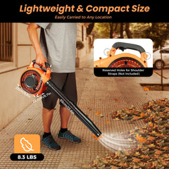 Handheld Leaf Blower 25.4CC 2-Stroke Commercial Gas Powered Grass Lawn Yard Garden Snow Dust Blowing Cleaning Tools 7500Rpm 90dB