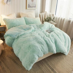 Plush Shaggy Duvet Cover Luxury Ultra Soft Crystal Velvet Bedding 1PC(1 Faux Fur Duvet Cover),Zipper Closure