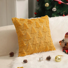 2pcs Christmas Plush Pillow Cover Single Side Embroidered Xmas Tree Living Room Sofa Cushion Party Decoration Pillow Cover 45cm