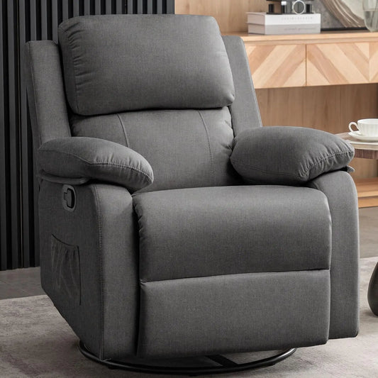 Recliner Chair, 360 Swivel Rocker Chair for Adults, Small Rocking, Upholstered Fabric Glider Recliner Nursery Chair , Nursery