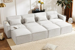 Shaped Modular Couch with Reversible Chaise,Luxury Modular Sectional Sofa for Living Room, Apartment