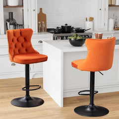 Bar Stools Set of 2,Adjustable Barstools with Back Velvet Tufted Counter Stool Modern Upholstered Bar Chairs with Nailhead