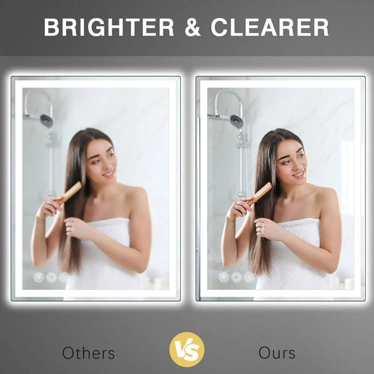 LED Bathroom Mirror for Wall,28 * 36 Smart Mirror Bathroom with Lights,Front and Backlit Wall Mirrors,UL Listed,Dimmable