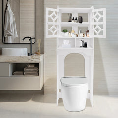 4 Tier Bathroom Organizer Waterproof Over The Toilet Storage Cabinet Raised Leg Smooth Edge Large Capacity/Easy to Install