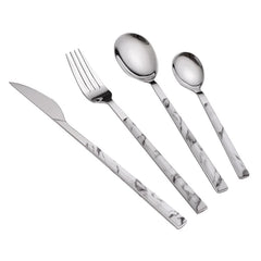 4PCS Marble Handle Tableware Set Stainless Steel Knife Fork and Spoon Set Home Kitchen for Dining Table Western Dinnerware Set