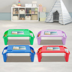 4 Pcs Kids Lap Desk Tray, Plastic Breakfast Laptop Trays with Side Pockets