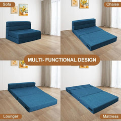 60 Inch Folding Sofa Couch Memory Foam with Pillow Convertible Sleeper Mattress Futon Lazy for Living Room，Washable Cover