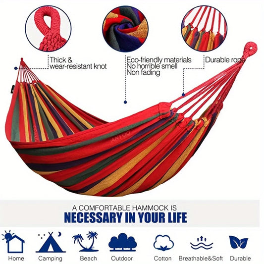 Heavy-Duty Portable Hammock With Easy-Setup Tree Straps - Up To 450lbs, Ideal For Camping & Patio - Travel Bag Included