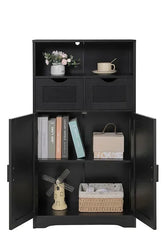 Bathroom cabinet, large storage rack, bathroom cabinet with 2 drawers and 2 shelves, bathroom floor standing cabinet