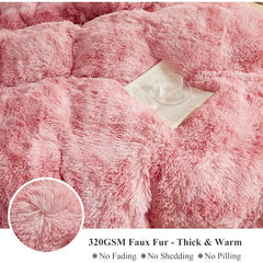 Plush Shaggy Duvet Cover Luxury Ultra Soft Crystal Velvet Bedding 1PC(1 Faux Fur Duvet Cover),Zipper Closure