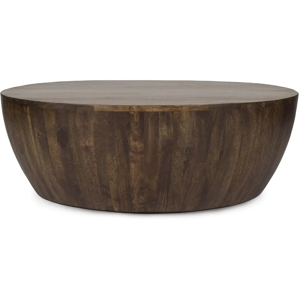 Kiln-dried mango wood with natural or walnut finish,Goa Coffee Table, size, 35.75"D x 35.75"W x 12"H,Walnut