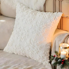 Snowflake Pillow Case White Christmas Embroidered Plush Pillow Cover Sofa Waist Throw Cushion Decorative Cover For Living Room