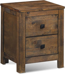 Nightstand Set of 2 with 2 Drawer, Exquisite Knobs for Small Space Bedroom, Fully-Assembled Rustic Nightstand