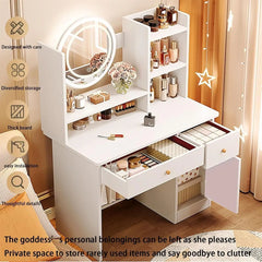 Dressing Table,Makeup Table with Drawers, Vanity Desk with Mirror and led Lights,3 Lighting Mode,Makeup Vanity Desk