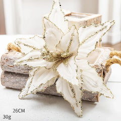 30/14.5cm Glitter Artifical Christmas Flowers Christmas Tree Decoration for Home Fake Flowers Plant Xmas New Year Party Decor