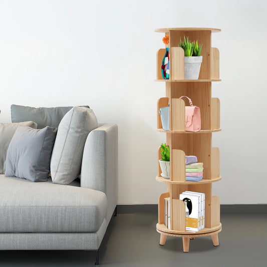 Revolving Bookstand 360 Display Floor Standing Bookcase Storage Rack for Kids and Adults Multi-Functional Bookshelf Organizer