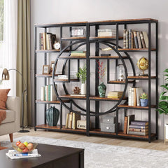 5 Tier Display Cabinet, Bookshelves Shelf Storage Organizer with 9-Open Storage Shelf for Living Room, Bedroom. Display Cabinet