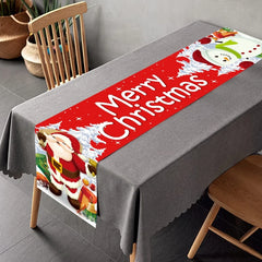 Christmas Table Runner Xmas Table Flag Cover 2023 Merry Christmas Decorations for Home 2024 New Year Navidad Tablecloth