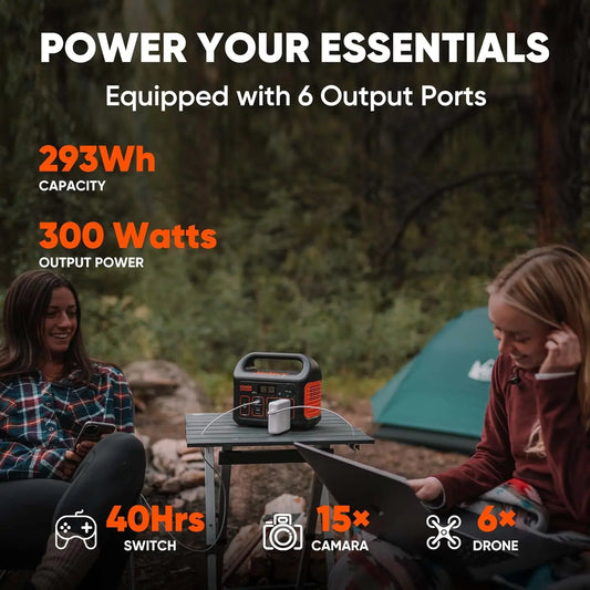 2025 USA  Portable Power Station 300, 293Wh Backup Lithium Battery,Solar Generator for Outdoors Camping Travel Hunting Blackout