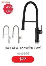 BAKALA Curve  Single Handle Hot And Cold Water  Faucet Waterfall Water Bathroom Sink Faucet 304 Stainless steel Mixer Tap