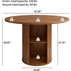 Dining Table, Kitchen Tables Dinner Tables with 2-Layer Storage Shelf and Wood Slide Door, Dining Table