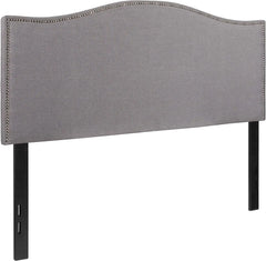 Comfort corner Upholstered Full Size Headboard with Nailtrim in White Fabric