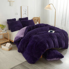 Plush Shaggy Duvet Cover Luxury Ultra Soft Crystal Velvet Bedding 1PC(1 Faux Fur Duvet Cover),Zipper Closure