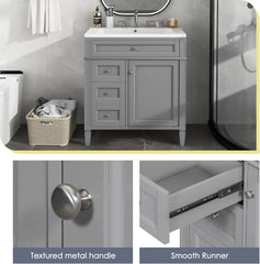 bathroom organizers, Bathroom Vanity with Sink, Modern Bathroom Cabinet with Drawers and Tip Out Drawer, Freestanding Bathroom V