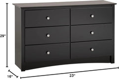 Children's 6 Drawer Dresser, Black & Sonoma Nightstand, Tall 3-Drawer, Black