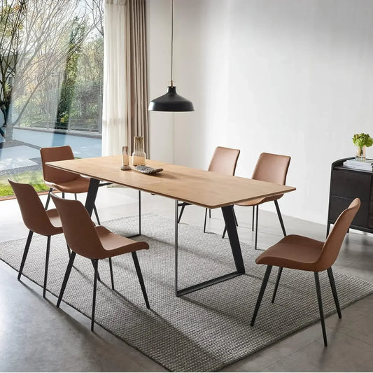 67" Modern mid-Century Dining Table and Chairs, Rectangular Wooden and Expandable Table, Space-Saving Multifunctional