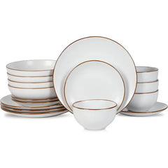 Modern Stoneware 16 Piece Dinnerware Sets, Plates and bowls Sets, Dish Set for 4, Light Green