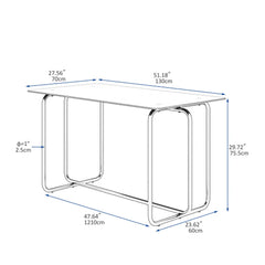 1-piece Rectangle Dining Table with Metal Frame, Tempered Glass Dining Table for Kitchen Room, Black