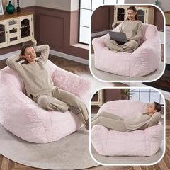 Giant Bean Bag Bag Sofa Chair with Armrests, Bean Bag Couch Stuffed High-Density Foam, Plush Lazy Sofa Comfy