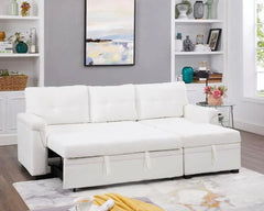 Jenny Sectional Sofa Sleeper with Storage Chaise, Tufted Pull Out Couch with Storage, Sectional Sofa Bed, Velvet