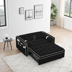 55 Inch Sofa Bed,Pull-Out Sofas, 3-in-1 Comfortable Convertible Futon Sofas, Velvet Double Lounge Sleeper, Sofa Sleeper