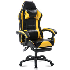 Ergonomic Gaming Chair with Footrest, PU Leather Video Game Chairs for Adults, Reclining Gamer Chair Office Chair