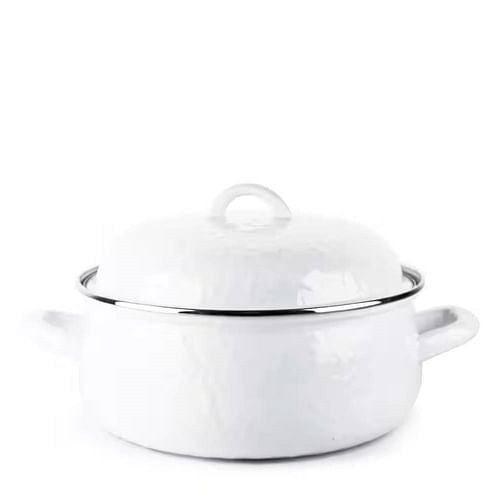 4-Quart White Porcelain-Coated Steel Dutch Oven w/ Lid and Stainless