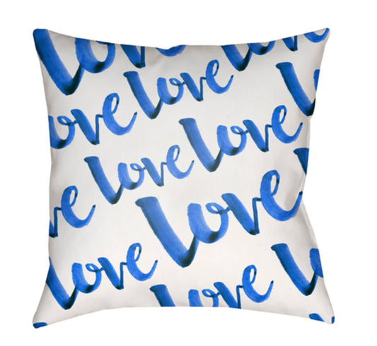 Surya HEART008-1818 Love 18 x 18 x 4 in. Throw Pillow, Blue - Medi