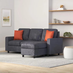 Best Choice Products Upholstered Sectional Sofa, Compact Spaces w/Chaise Lounge,3-Seat, L-Shape Design, Reversible Ottoman Bench