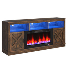 Farmhouse Fireplace TV Stand for 75/80 Inch TV, Entertainment Center Suit for 36”Electric Fireplace, 70” LED Media Console