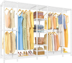 Clothing Rack, Garment Rack for Hanging Clothes, Large Freestanding Closet Wardrobe Clothes Storage Organizer Closet for Bedroom