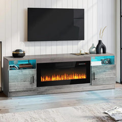 Fireplace TV Stand for TVs Up to 80" TV with 36" Electric Fireplace,Entertainment Center with Fireplace, Fireplace LED Light