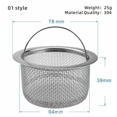 1PCS Kitchen Sink Filter Stainless Steel Mesh Sink Strainer Filter Bathroom Sink Strainer Drain Hole Filter Trap Waste Screen