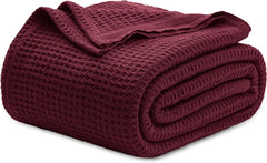 Bedsure 100% Cotton Blankets for Couch or Bed - Waffle Weave, Lightweight and Soft Spring Blankets for Office, Throw, Twin, Quee